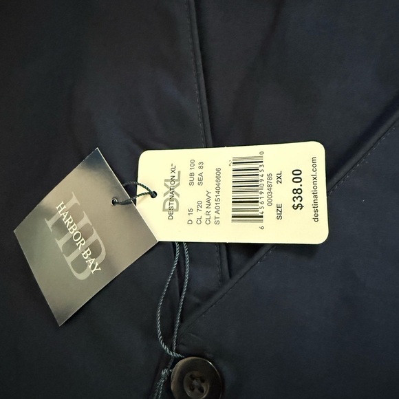 Harbor Bay|Men's Navy button up shirt & shorts matching set,NWT in size 2X••• - Picture 8 of 13